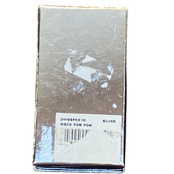 Michael Kors Silver Disco Pom Pom Keychain NIB New with Tags ib Box - Picture 3 of 7